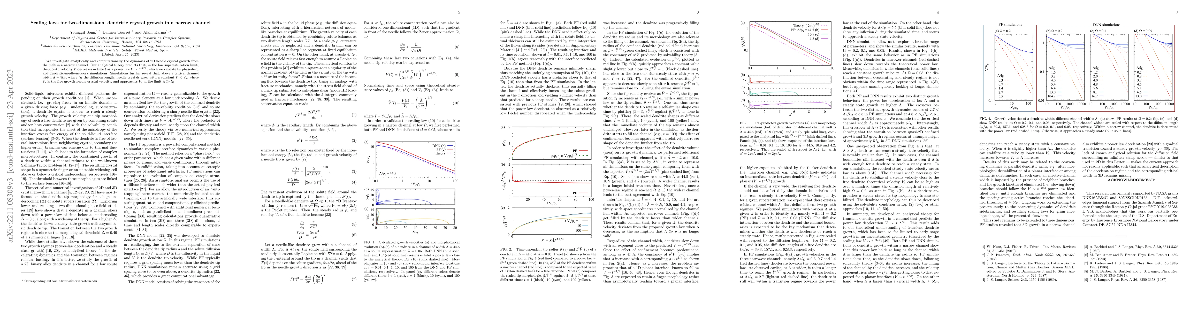 Thumbnail for Scaling laws for two-dimensional dendritic crystal growth in a narrow
  channel