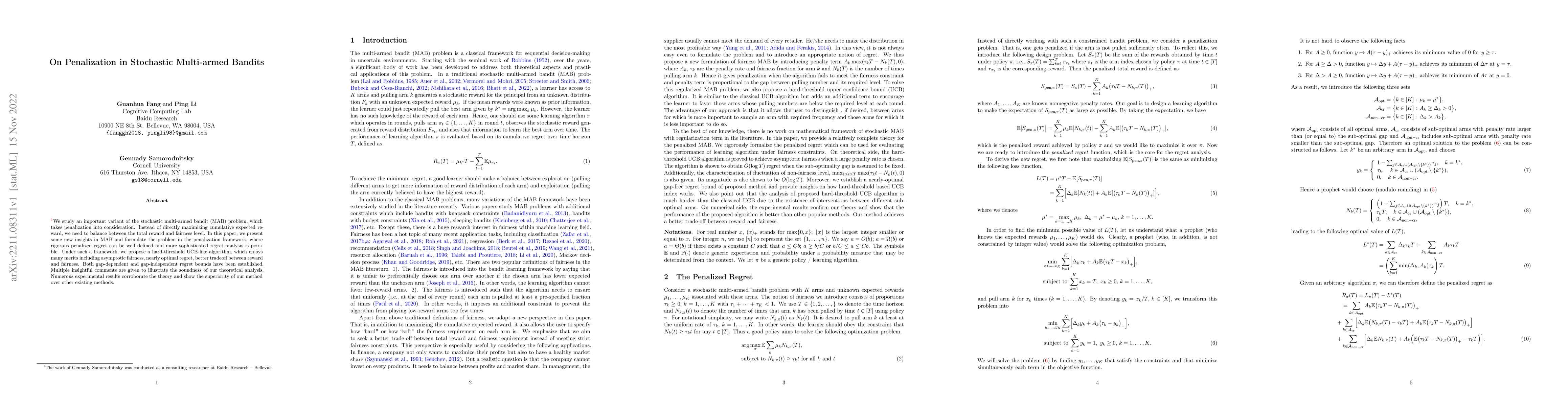 Thumbnail for On Penalization in Stochastic Multi-armed Bandits