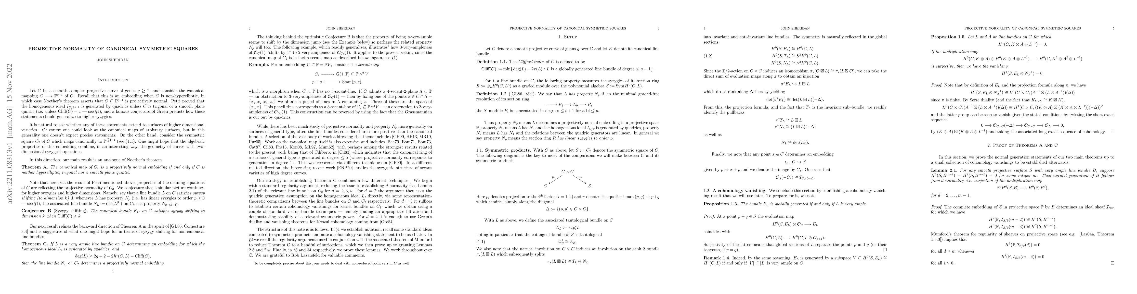 Thumbnail for Projective normality of canonical symmetric squares