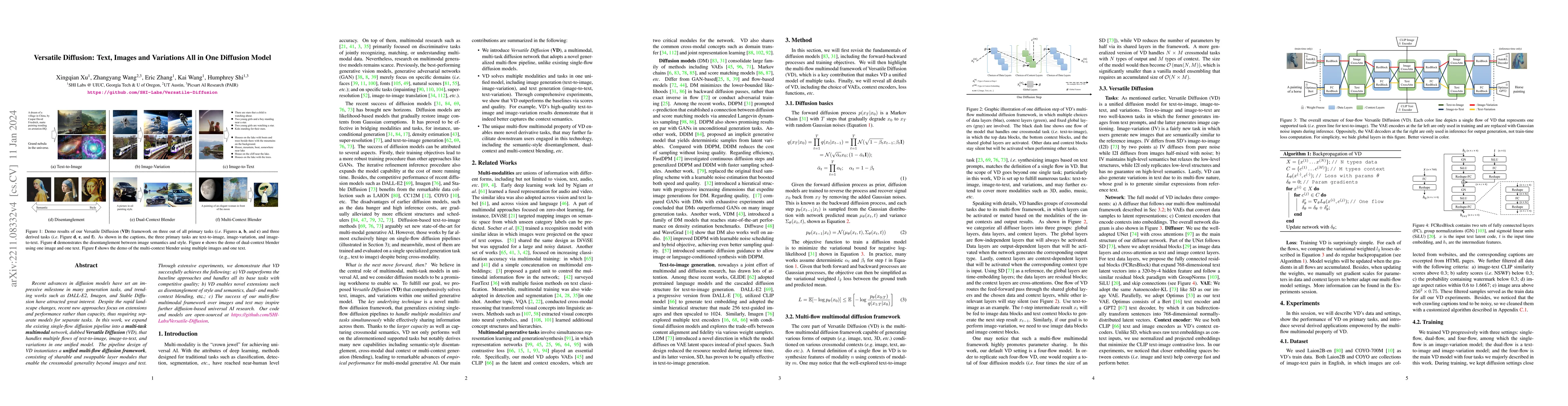 Thumbnail for Versatile Diffusion: Text, Images and Variations All in One Diffusion
  Model