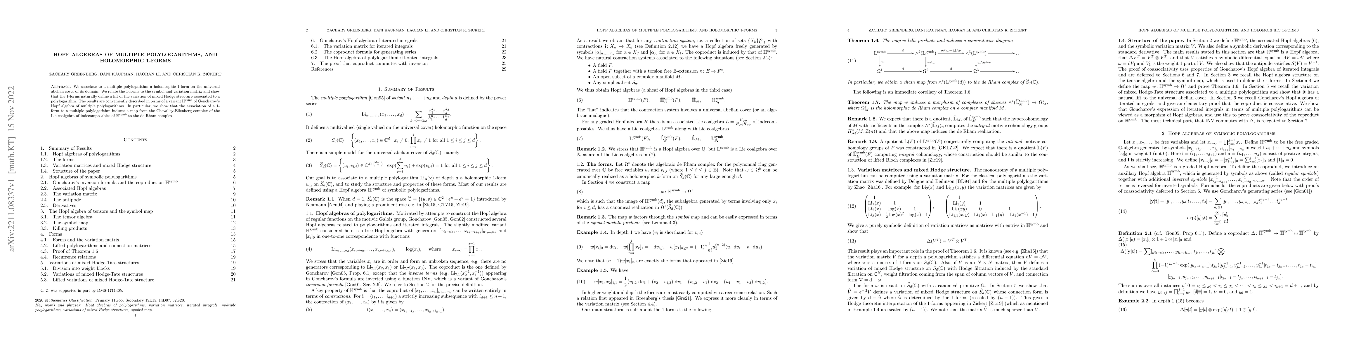 Thumbnail for Hopf algebras of multiple polylogarithms, and holomorphic 1-forms