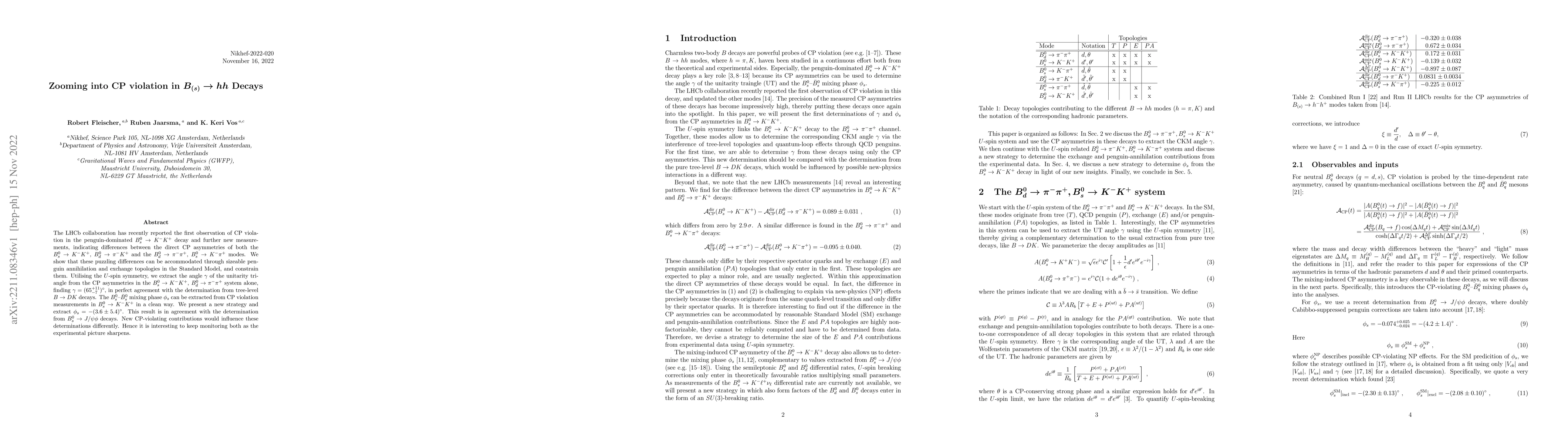 Thumbnail for Zooming into CP violation in $B_{(s)}\to hh$ Decays