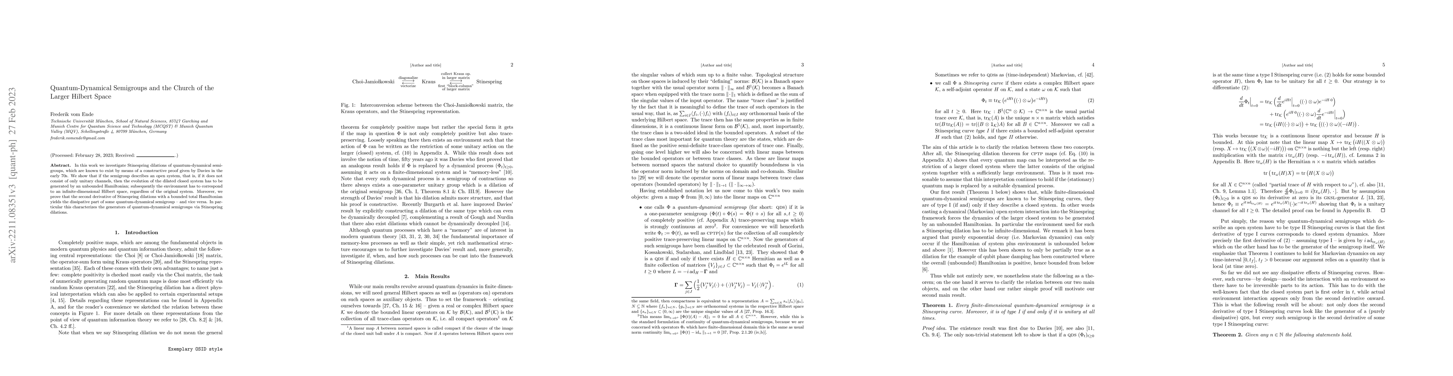 Thumbnail for Quantum-Dynamical Semigroups and the Church of the Larger Hilbert Space
