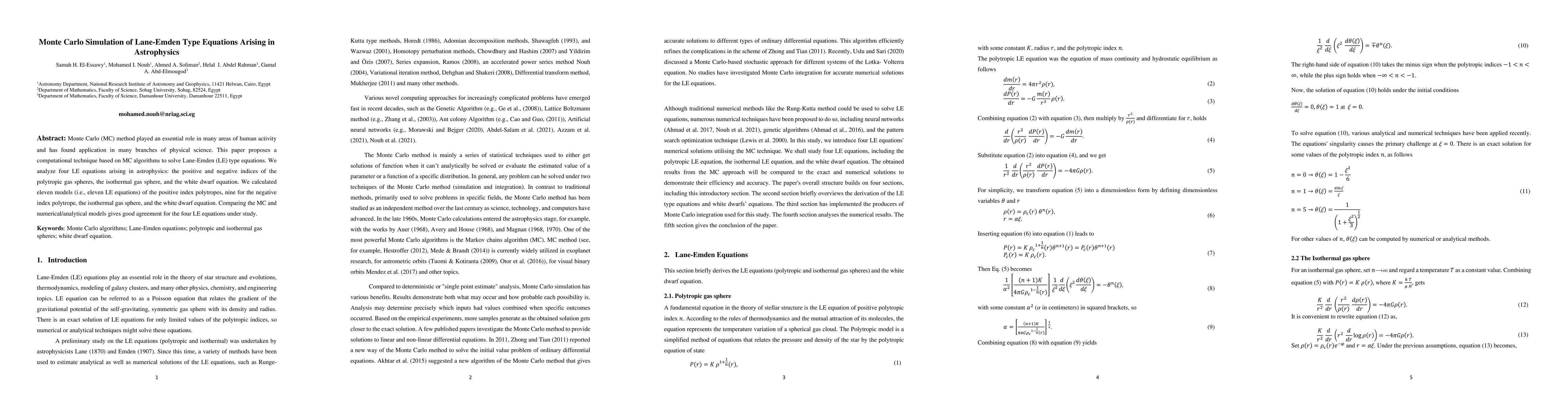 Thumbnail for Monte Carlo Simulation of Lane-Emden Type Equations Arising in
  Astrophysics