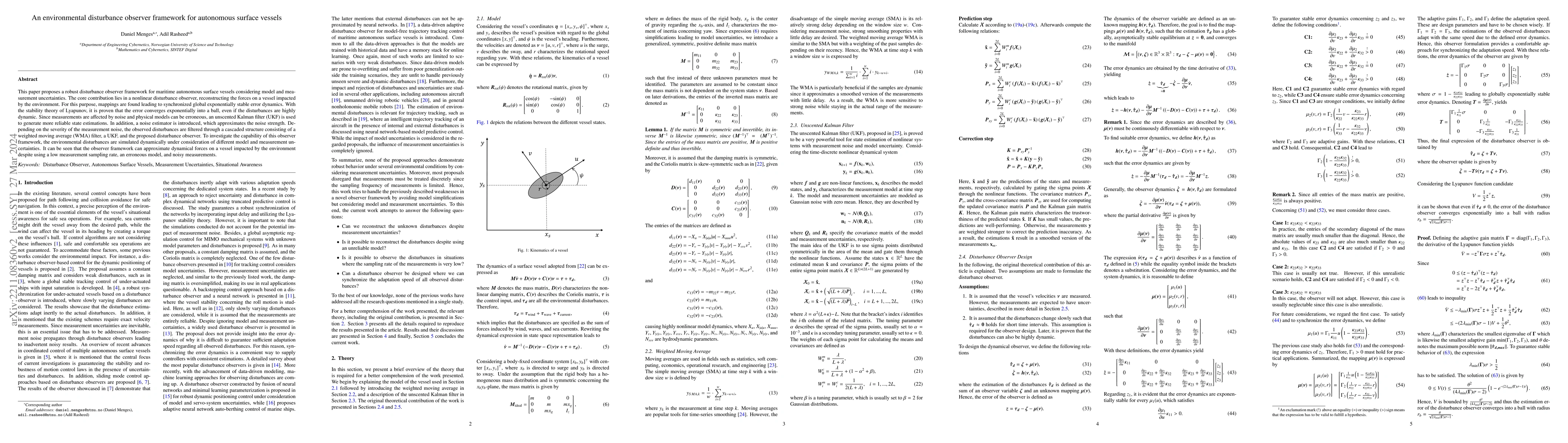 Thumbnail for An environmental disturbance observer framework for autonomous surface
  vessels