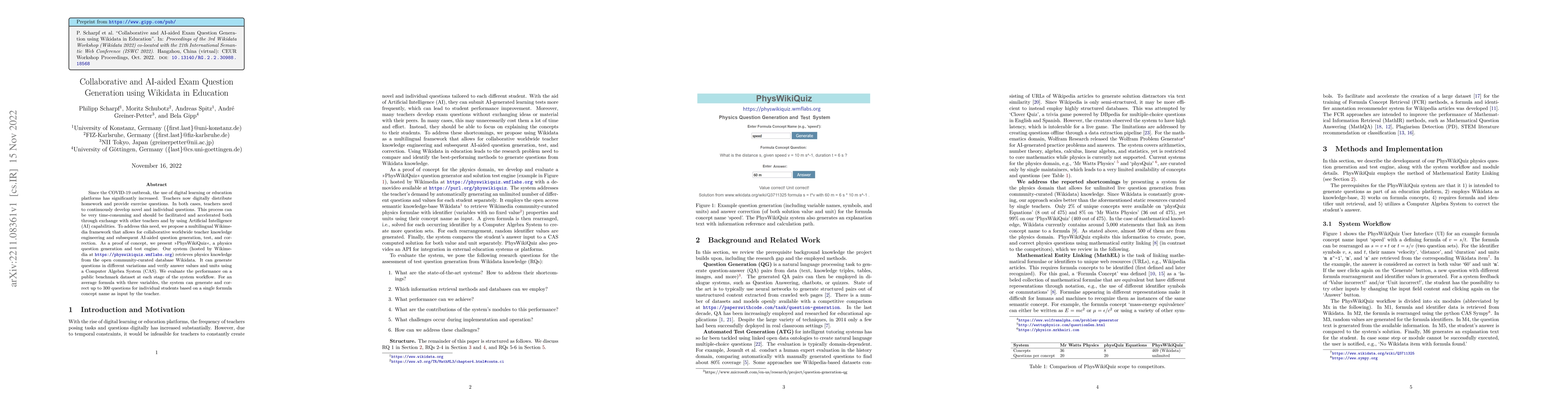 Thumbnail for Collaborative and AI-aided Exam Question Generation using Wikidata in
  Education
