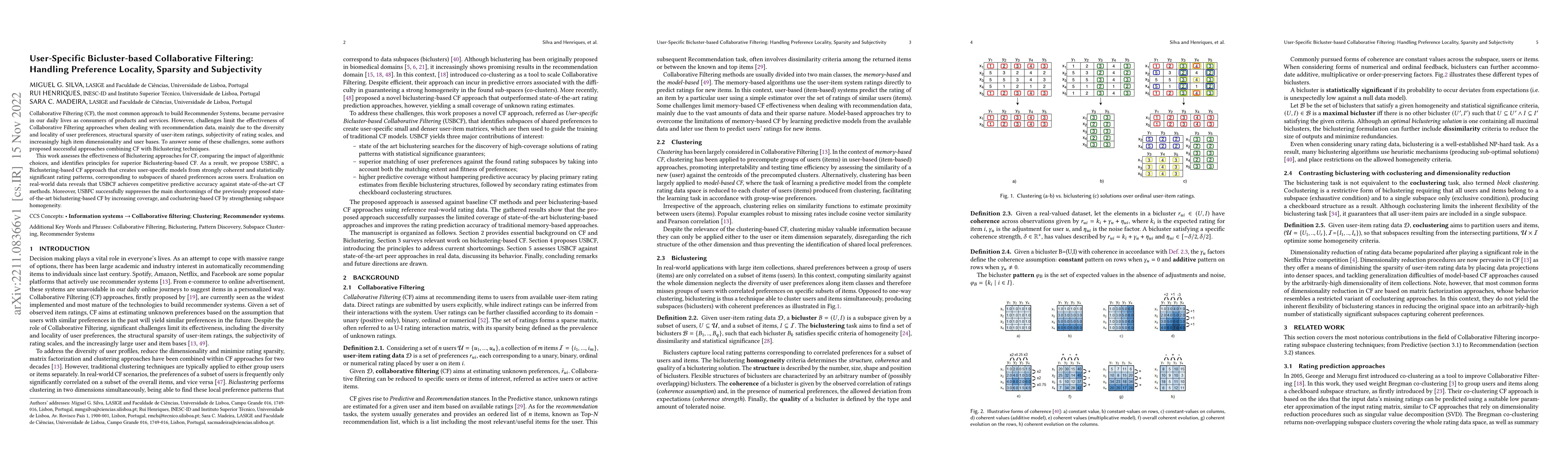 Thumbnail for User-Specific Bicluster-based Collaborative Filtering: Handling
  Preference Locality, Sparsity and Subjectivity