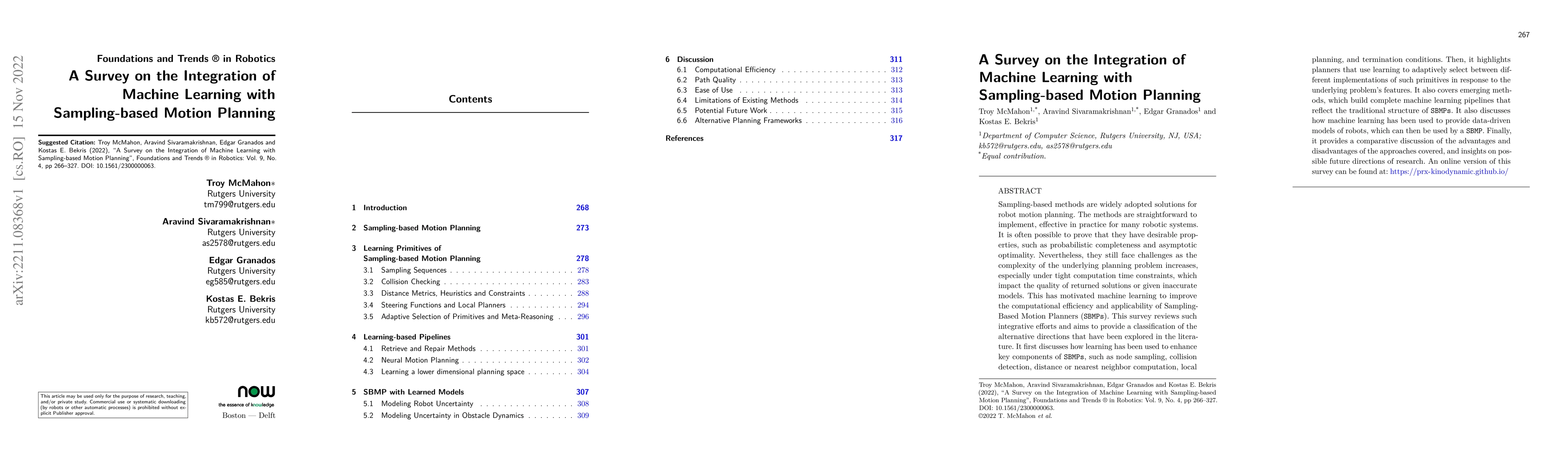 Thumbnail for A Survey on the Integration of Machine Learning with Sampling-based
  Motion Planning
