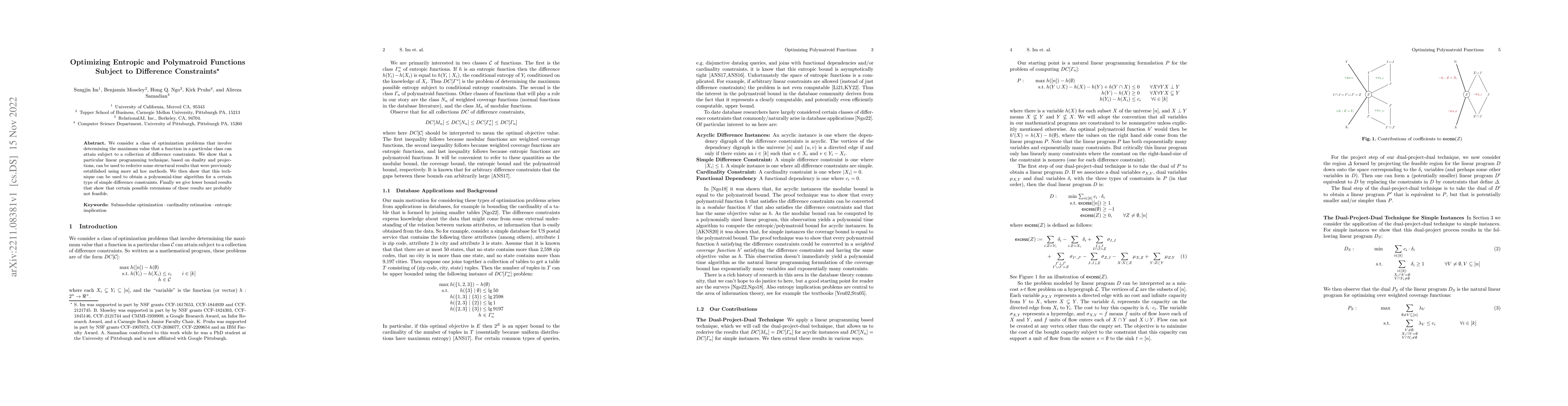 Thumbnail for Optimizing Polymatroid Functions