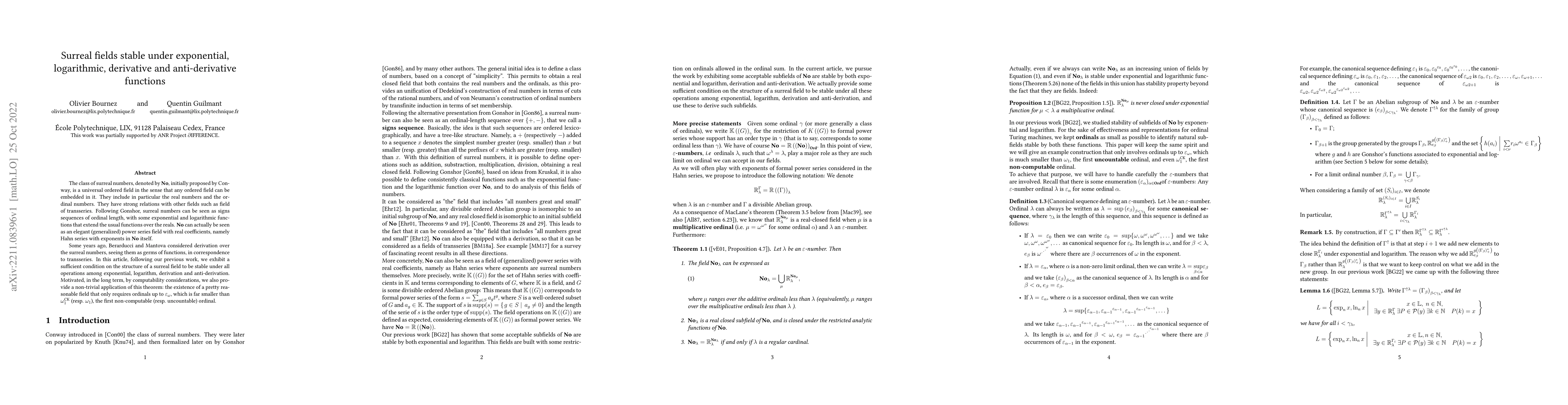 Thumbnail for Surreal fields stable under exponential, logarithmic, derivative and
  anti-derivative functions