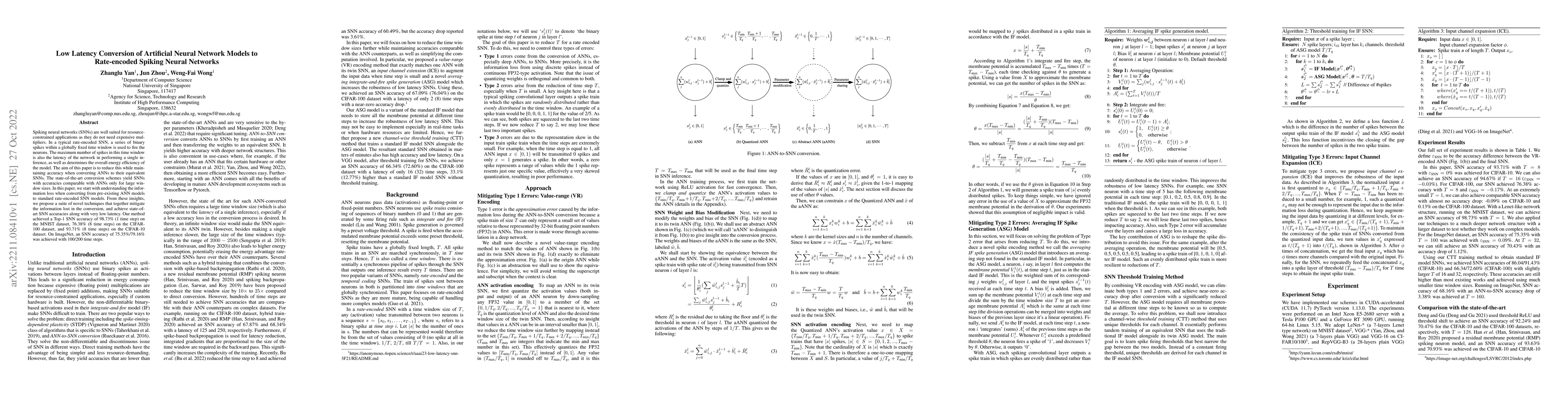 Thumbnail for Low Latency Conversion of Artificial Neural Network Models to
  Rate-encoded Spiking Neural Networks