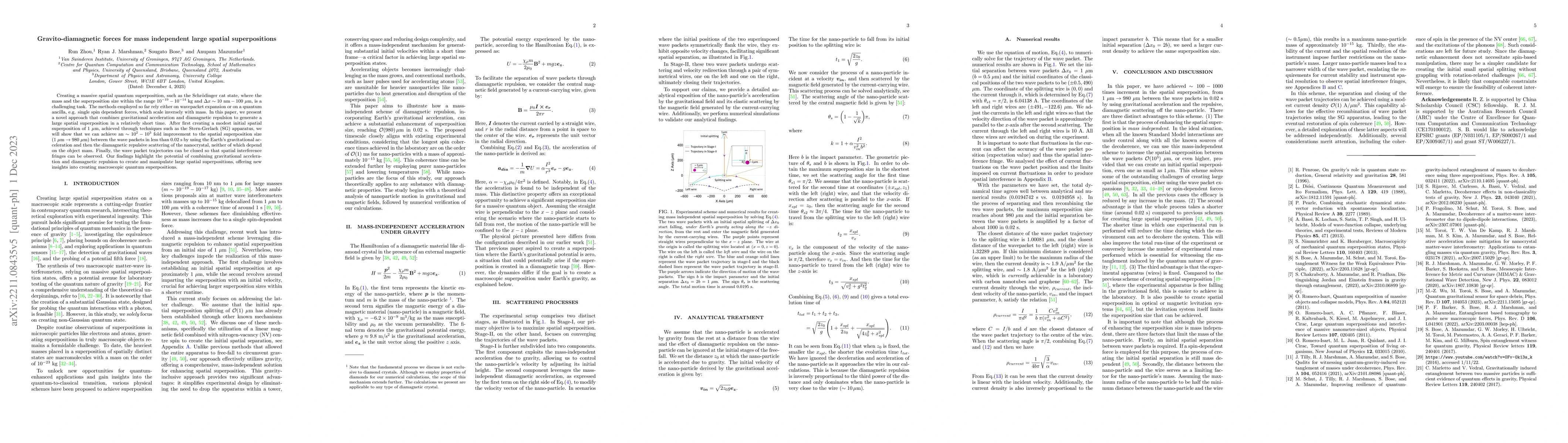 Thumbnail for Gravito-diamagnetic forces for mass independent large spatial
  superpositions