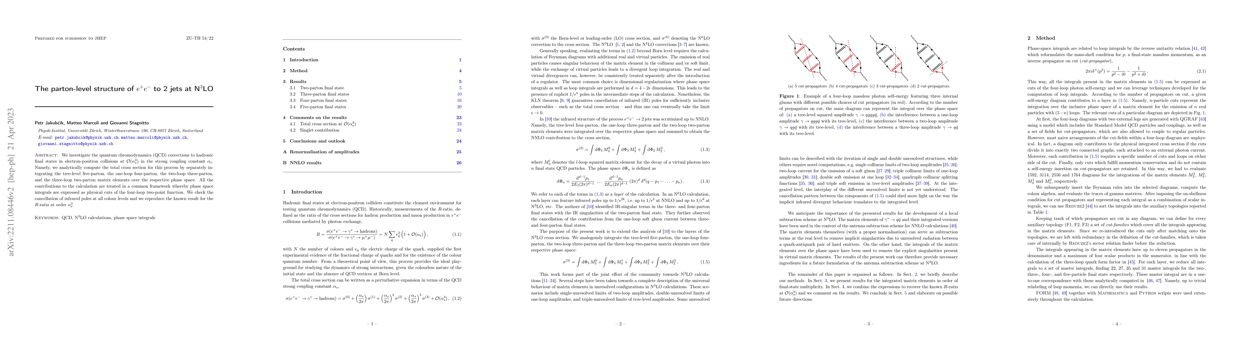 Thumbnail for The parton-level structure of $e^+e^-$ to 2 jets at N$^3$LO