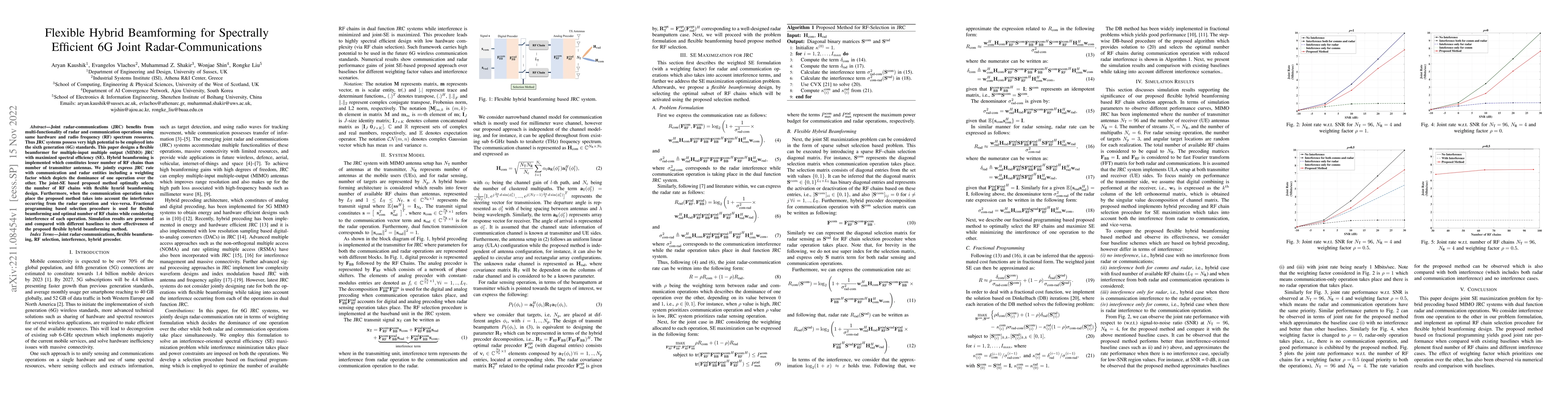 Thumbnail for Flexible Hybrid Beamforming for Spectrally Efficient 6G Joint
  Radar-Communications