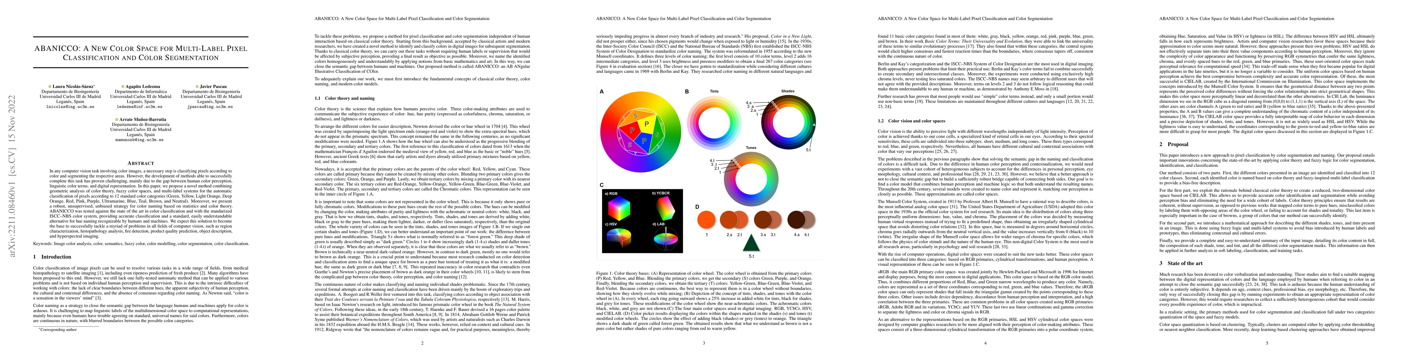 Thumbnail for ABANICCO: A New Color Space for Multi-Label Pixel Classification and
  Color Segmentation