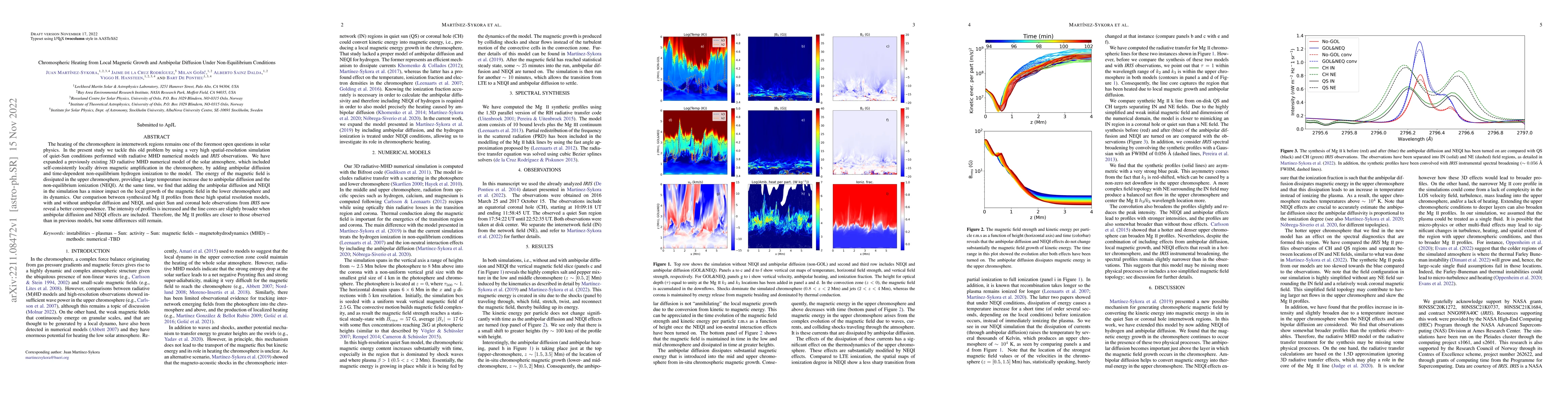 Thumbnail for Chromospheric Heating from Local Magnetic Growth and Ambipolar Diffusion
  Under Non-Equilibrium Conditions
