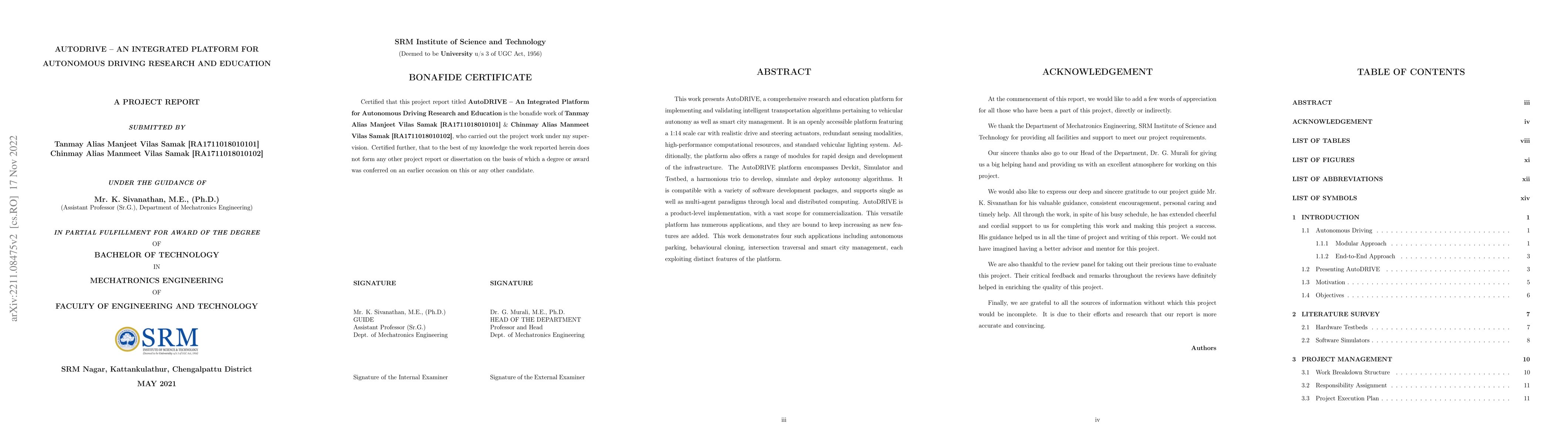 Thumbnail for AutoDRIVE -- Technical Report