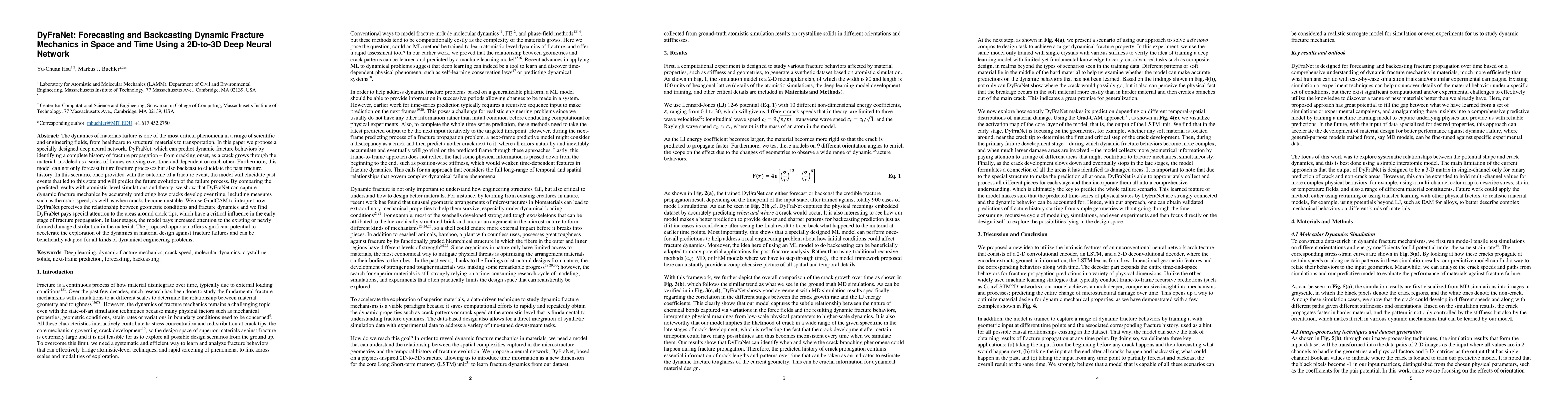 Thumbnail for DyFraNet: Forecasting and Backcasting Dynamic Fracture Mechanics in
  Space and Time Using a 2D-to-3D Deep Neural Network