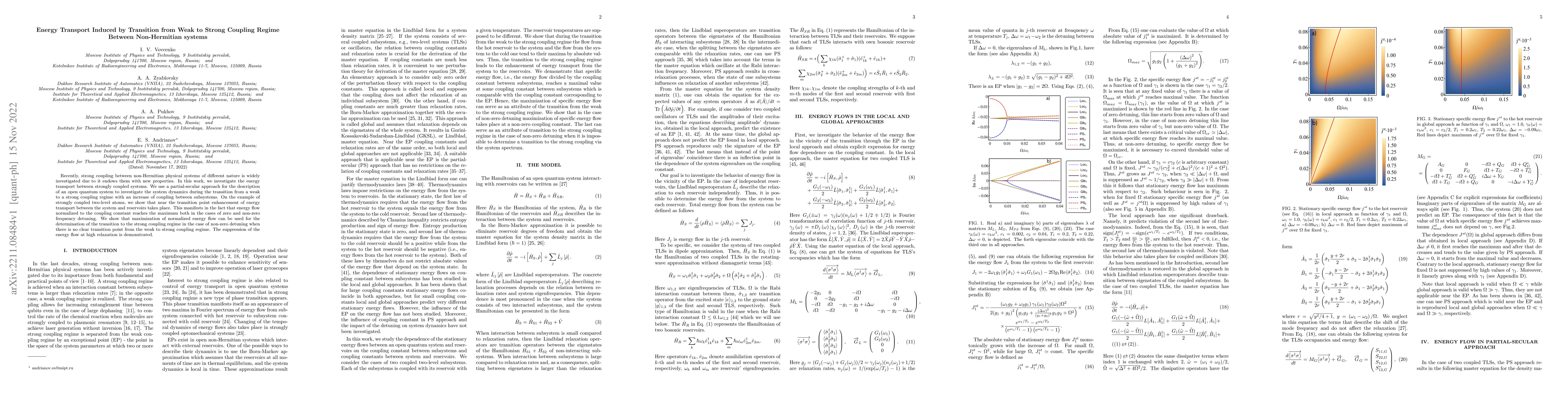 Thumbnail for Energy Transport Induced by Transition from Weak to Strong Coupling
  Regime Between Non-Hermitian systems