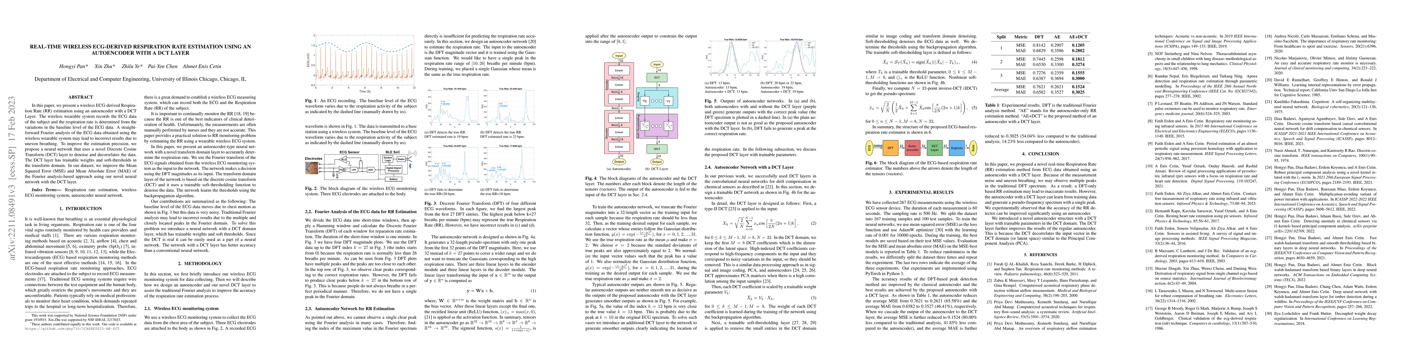 Thumbnail for Real-time Wireless ECG-derived Respiration Rate Estimation Using an
  Autoencoder with a DCT Layer