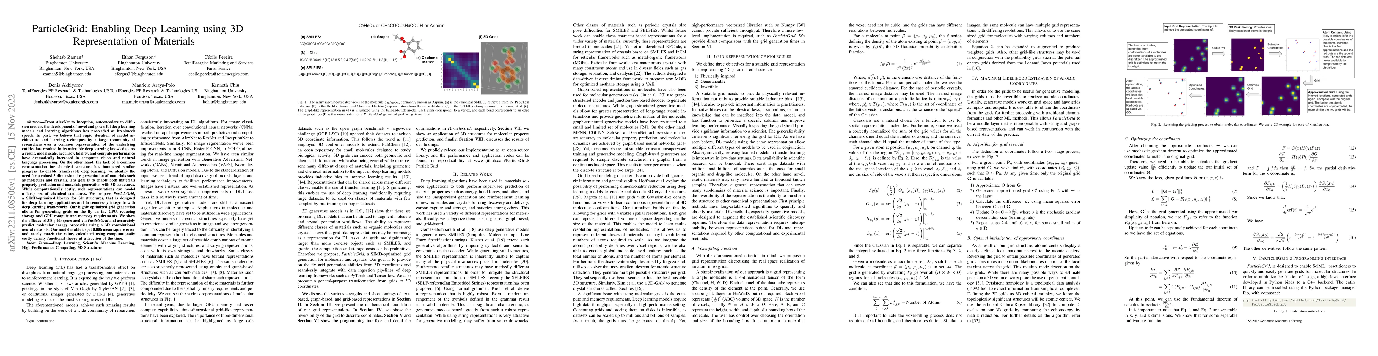 Thumbnail for ParticleGrid: Enabling Deep Learning using 3D Representation of
  Materials