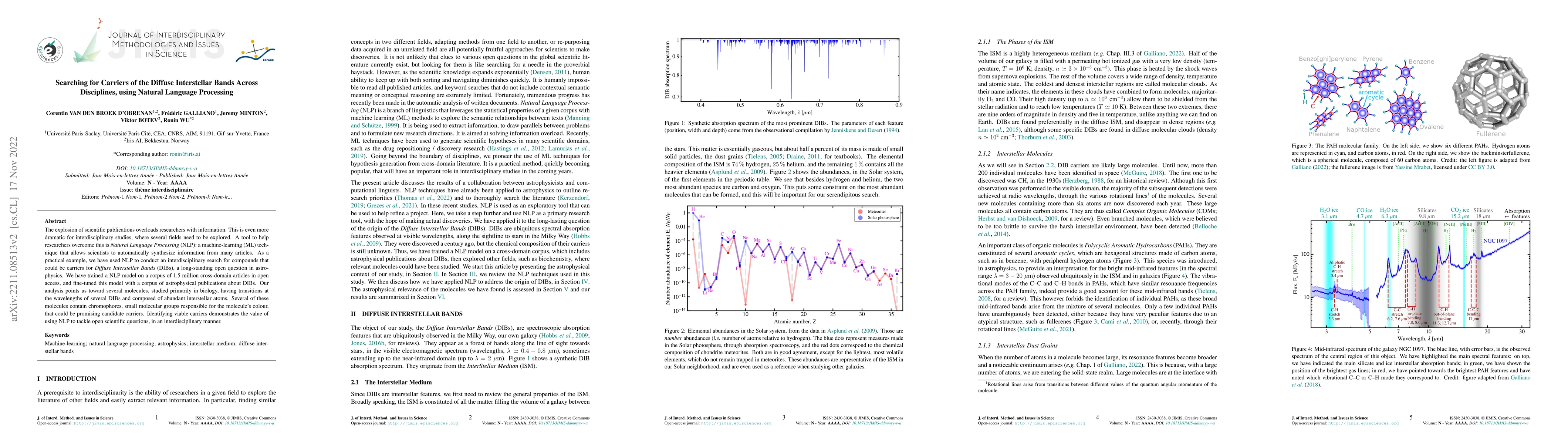Thumbnail for Searching for Carriers of the Diffuse Interstellar Bands Across
  Disciplines, using Natural Language Processing