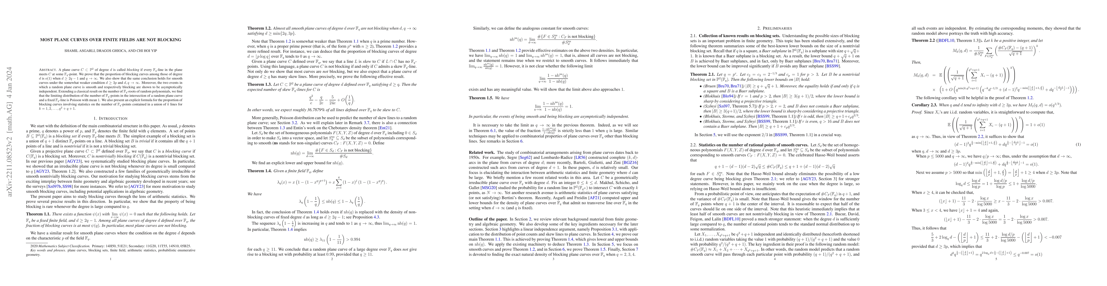 Thumbnail for Most plane curves over finite fields are not blocking