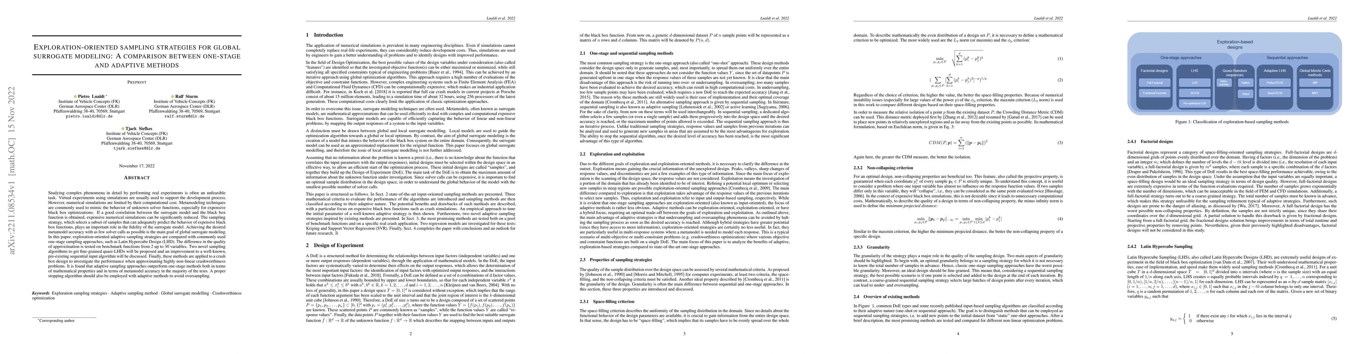 Thumbnail for Exploration-oriented sampling strategies for global surrogate modeling:
  A comparison between one-stage and adaptive methods