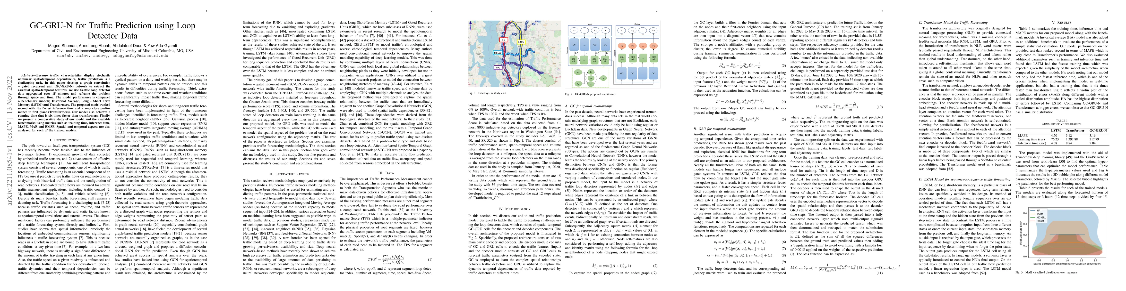 Thumbnail for GC-GRU-N for Traffic Prediction using Loop Detector Data