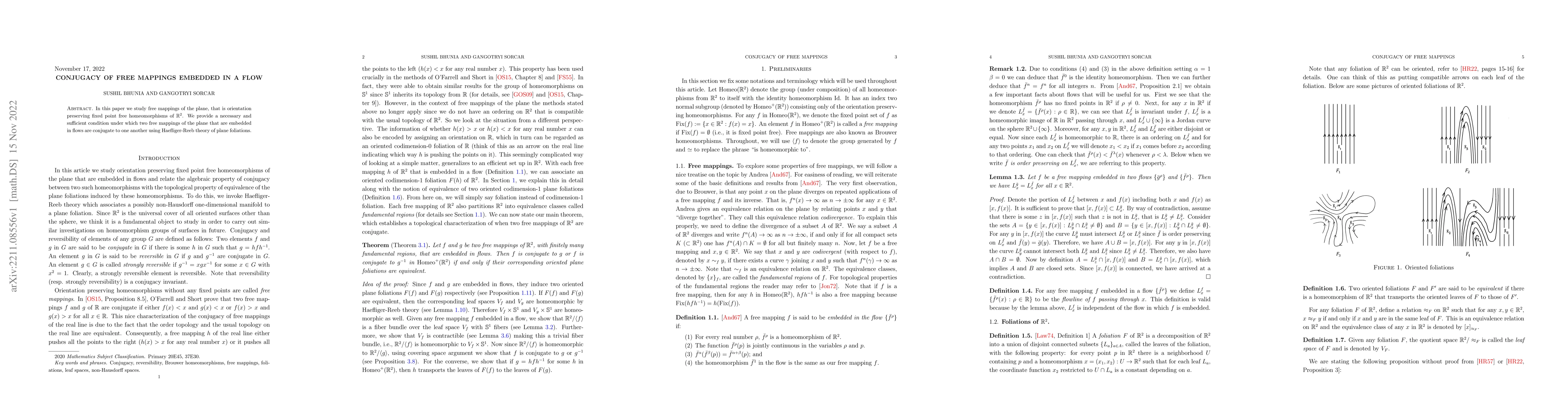 Thumbnail for Conjugacy of free mappings embedded in a flow