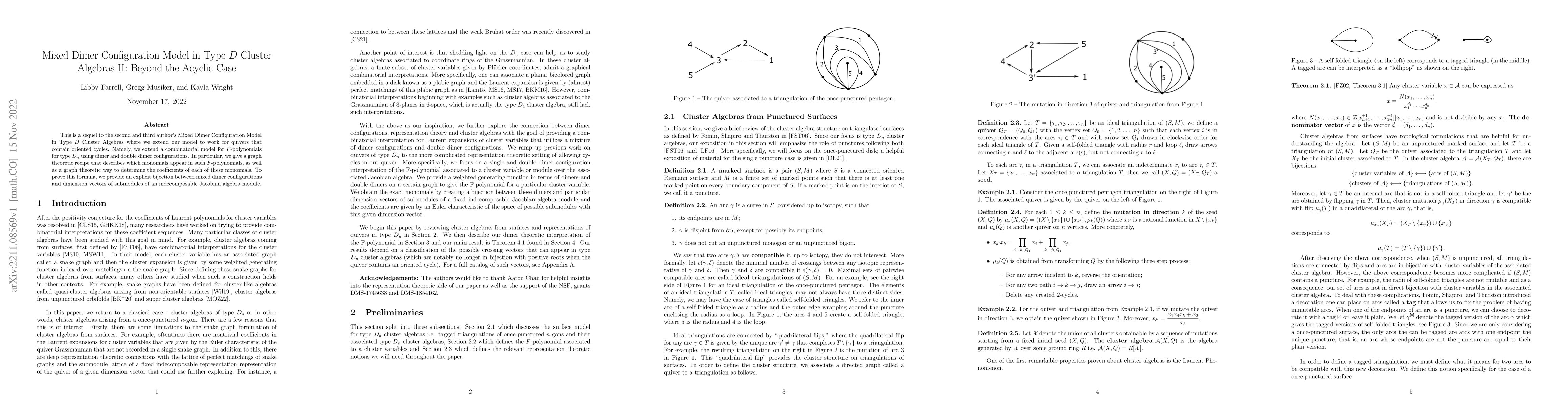 Thumbnail for Mixed Dimer Configuration Model in Type $D$ Cluster Algebras II: Beyond
  the Acyclic Case