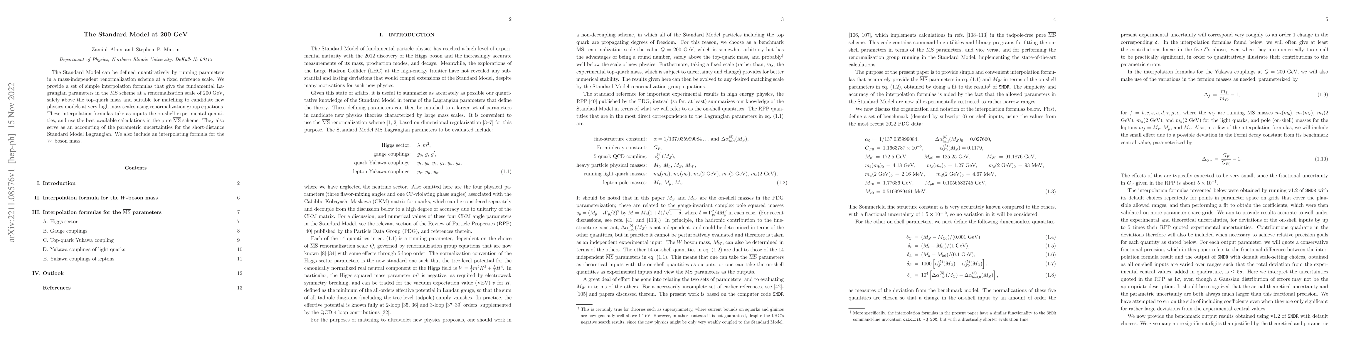 Thumbnail for The Standard Model at 200 GeV