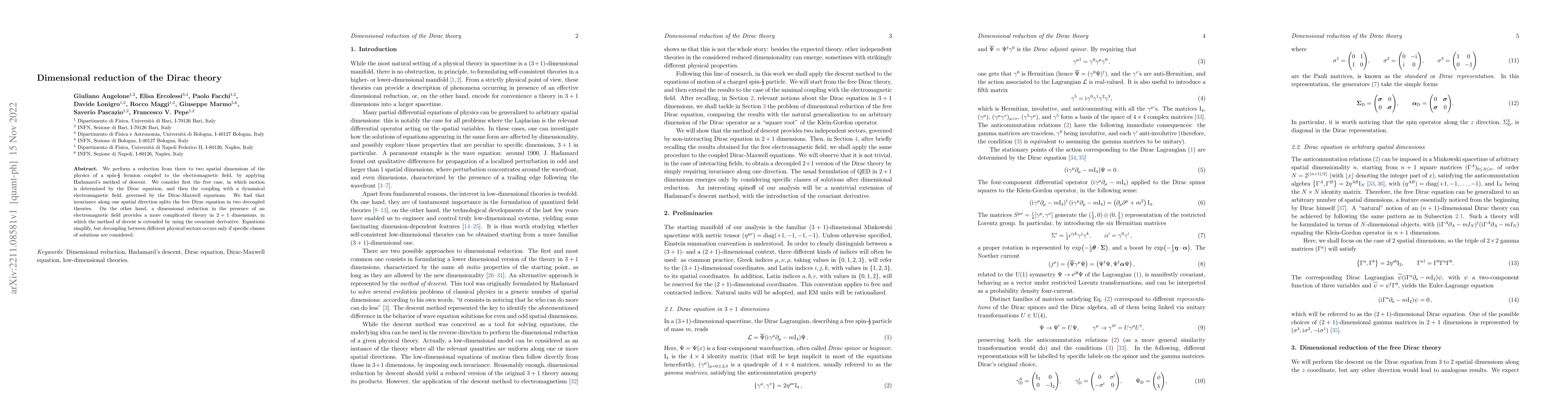 Thumbnail for Dimensional reduction of the Dirac theory