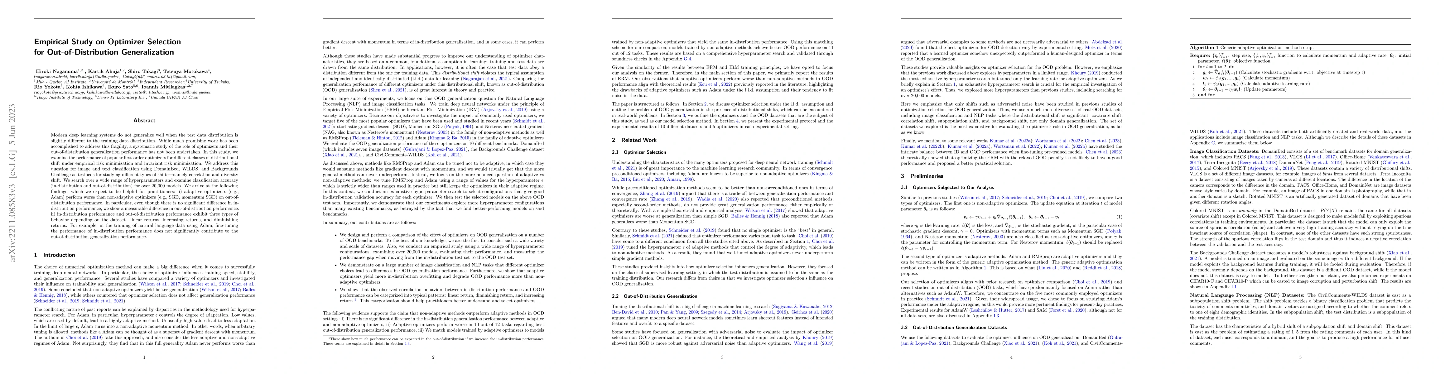 Thumbnail for Empirical Study on Optimizer Selection for Out-of-Distribution
  Generalization
