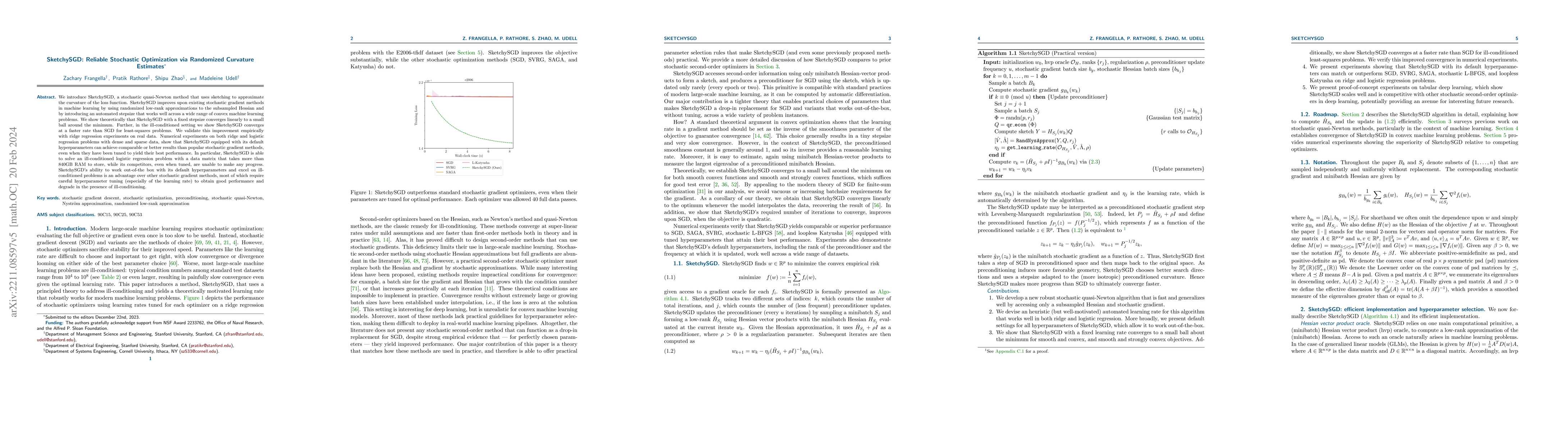 Thumbnail for SketchySGD: Reliable Stochastic Optimization via Randomized Curvature
  Estimates