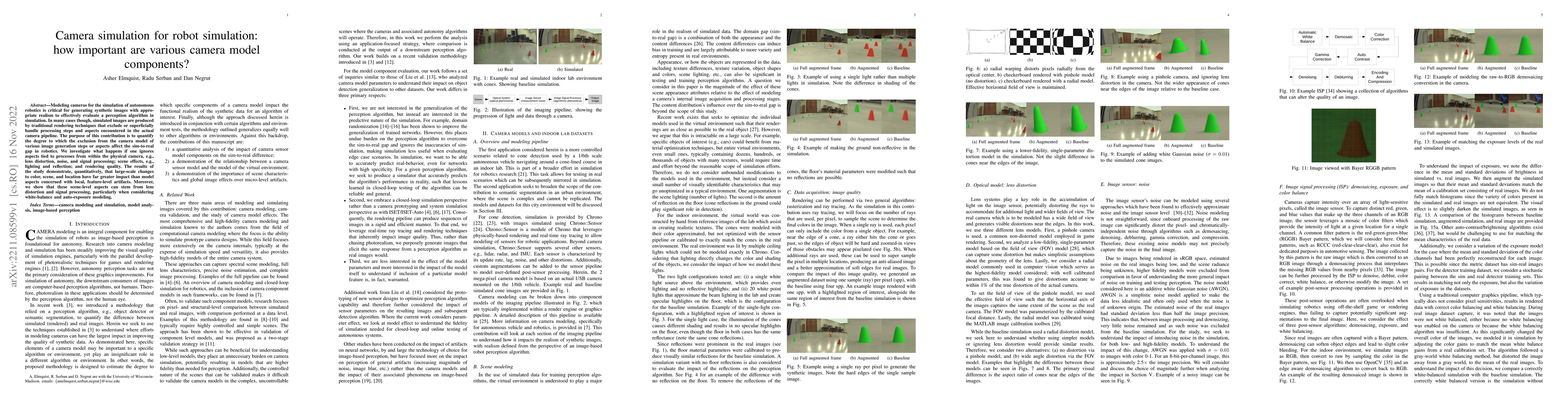 Thumbnail for Camera simulation for robot simulation: how important are various camera
  model components?