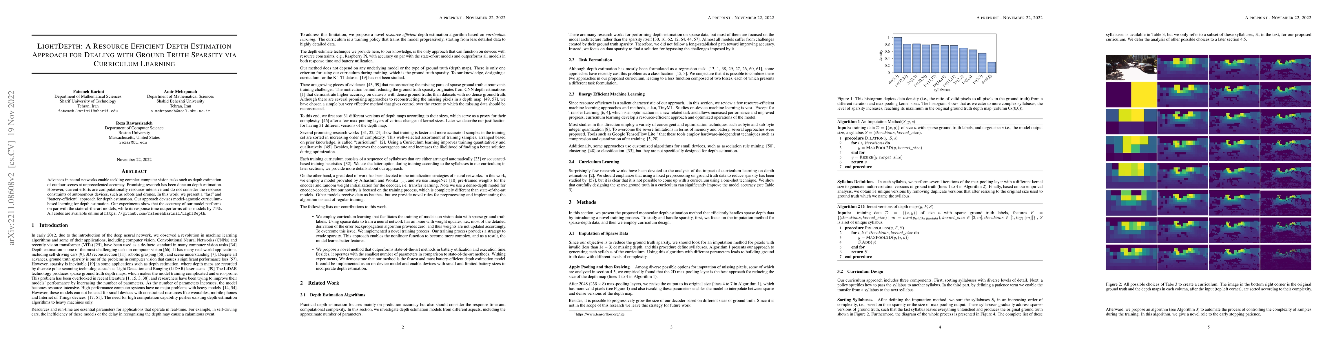 Thumbnail for LightDepth: A Resource Efficient Depth Estimation Approach for Dealing
  with Ground Truth Sparsity via Curriculum Learning