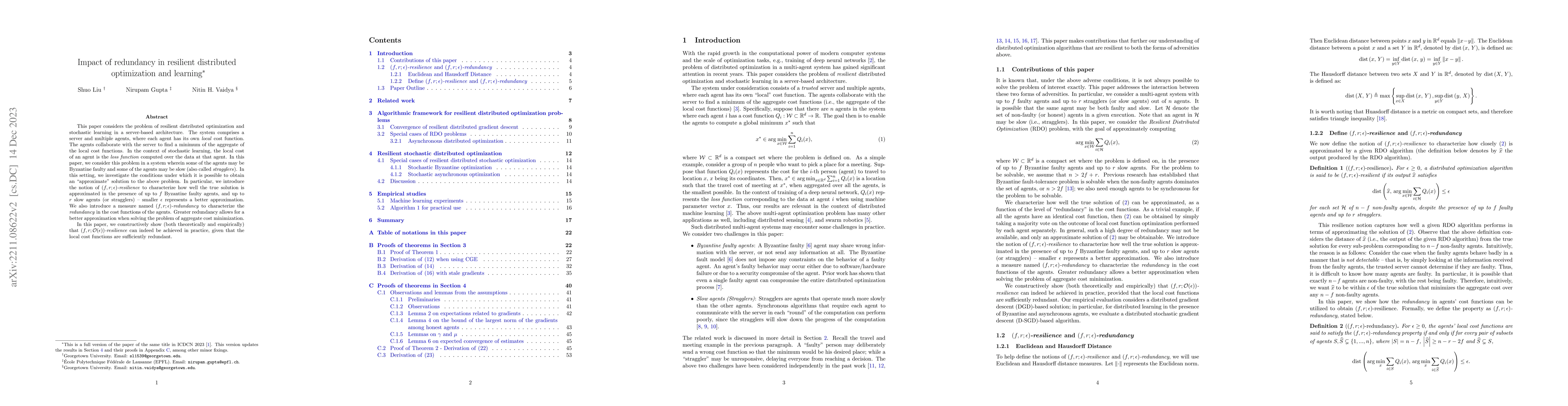 Thumbnail for Impact of Redundancy on Resilience in Distributed Optimization and
  Learning