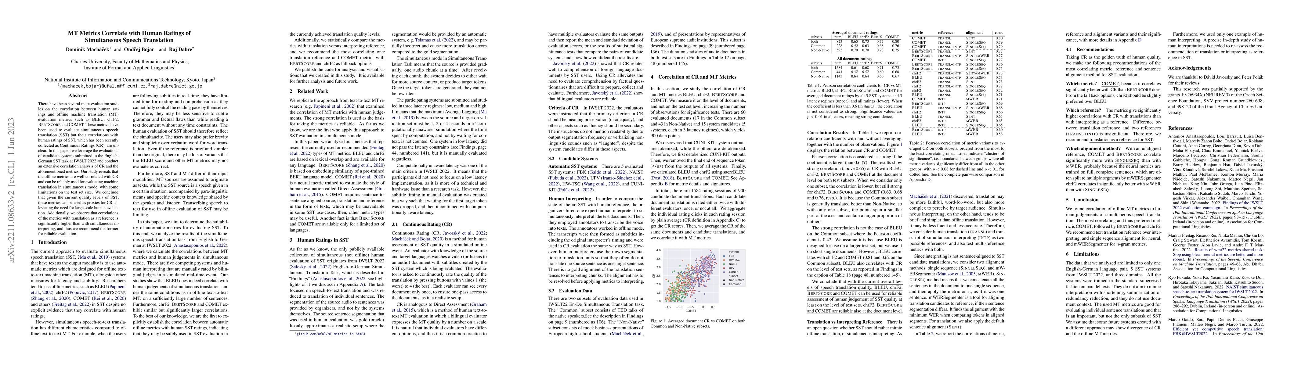 Thumbnail for MT Metrics Correlate with Human Ratings of Simultaneous Speech
  Translation