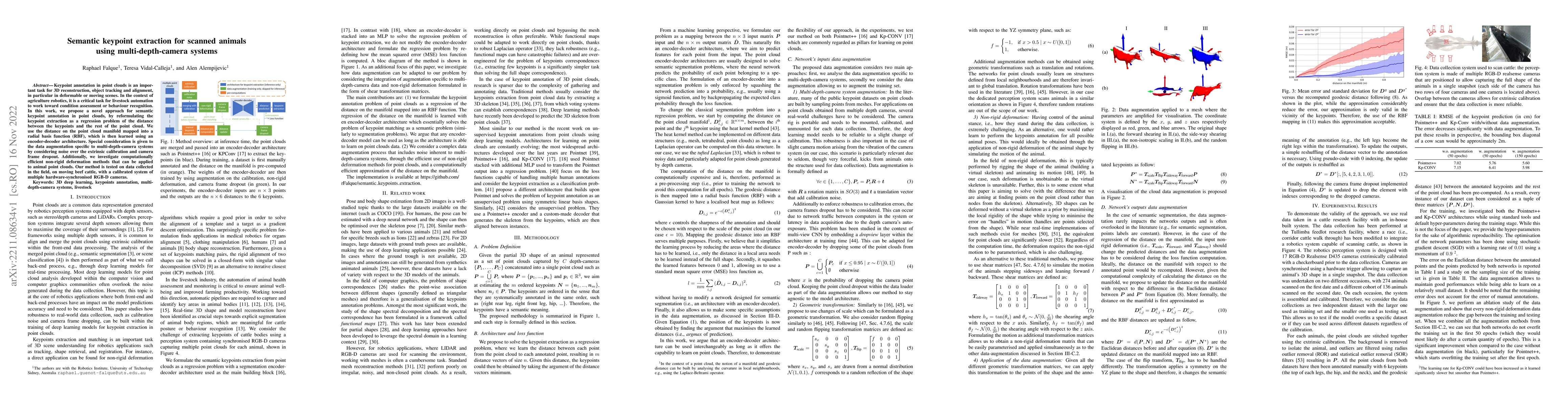 Thumbnail for Semantic keypoint extraction for scanned animals using
  multi-depth-camera systems