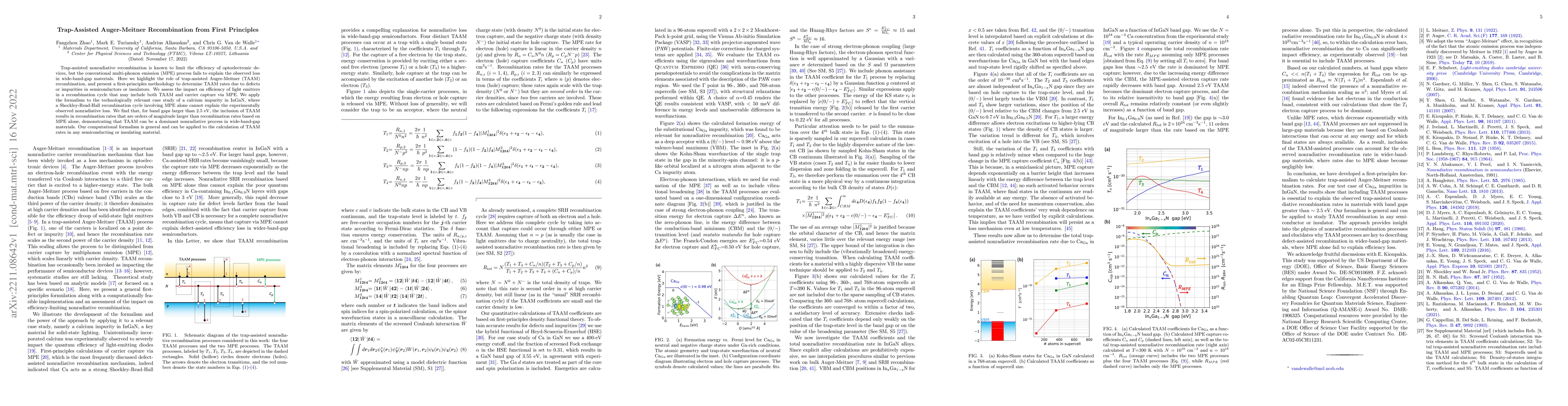 Thumbnail for Trap-Assisted Auger-Meitner Recombination from First Principles
