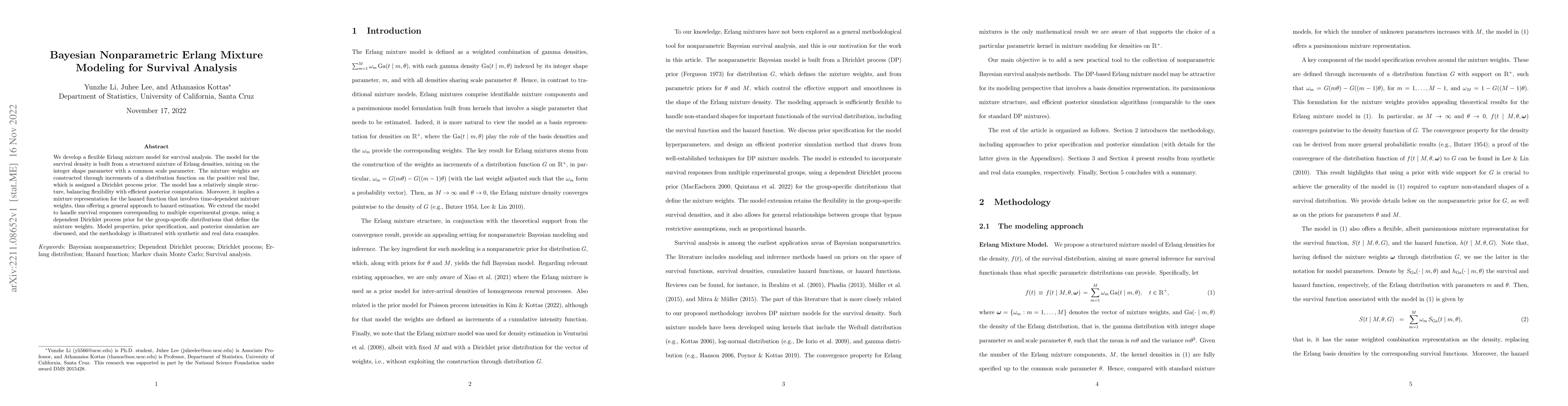 Thumbnail for Bayesian Nonparametric Erlang Mixture Modeling for Survival Analysis