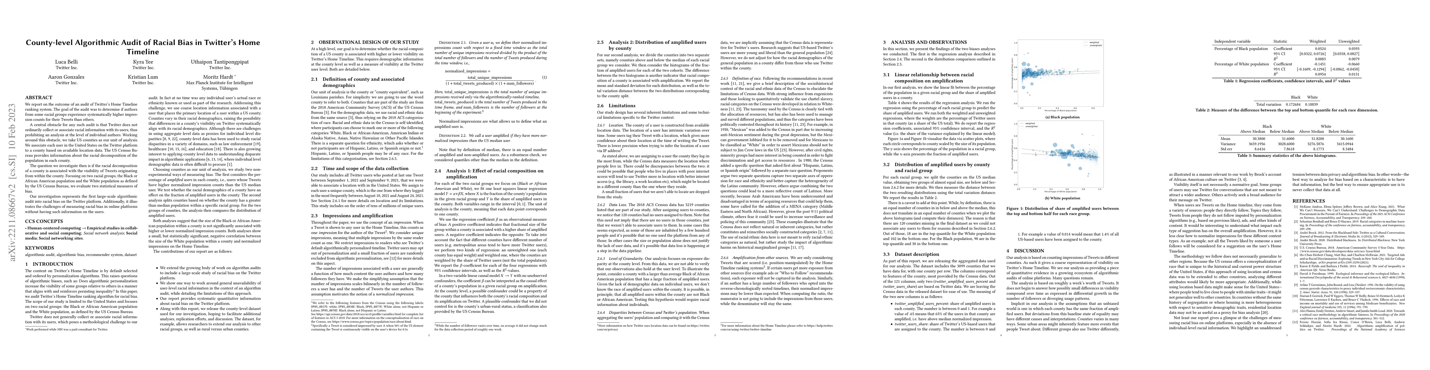 Thumbnail for County-level Algorithmic Audit of Racial Bias in Twitter's Home Timeline