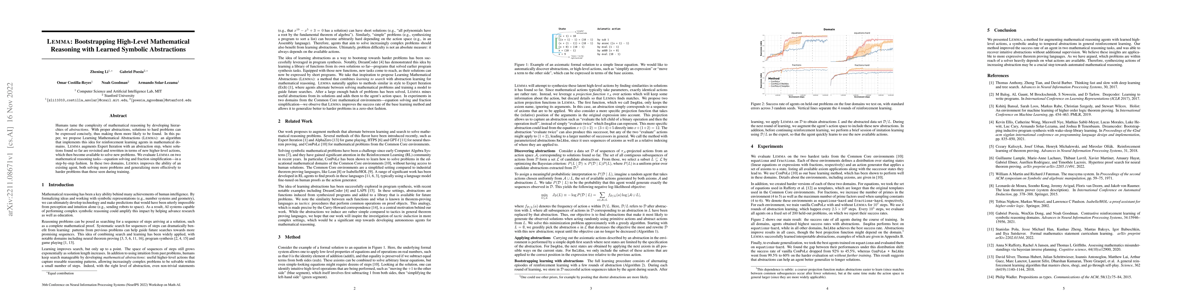 Thumbnail for LEMMA: Bootstrapping High-Level Mathematical Reasoning with Learned
  Symbolic Abstractions
