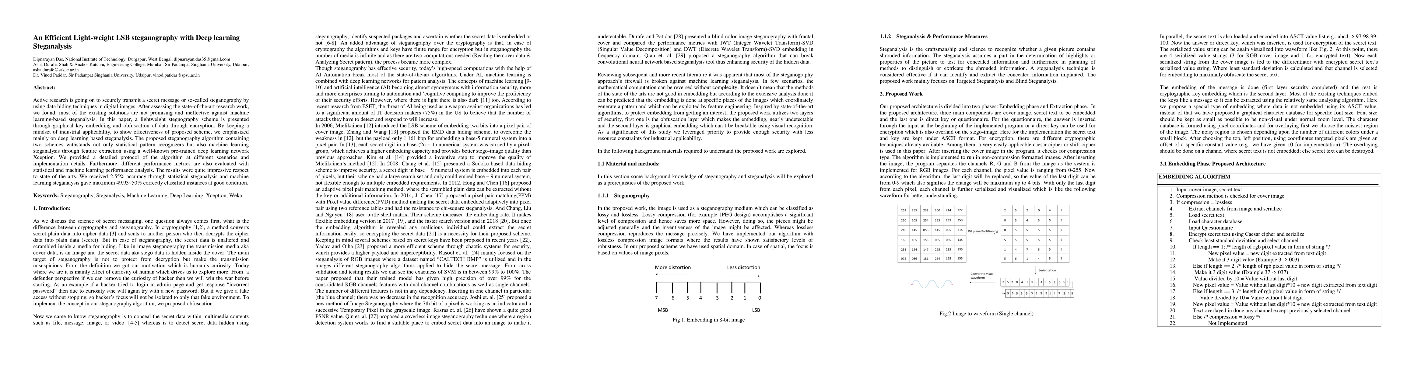 Thumbnail for An Efficient Light-weight LSB steganography with Deep learning
  Steganalysis