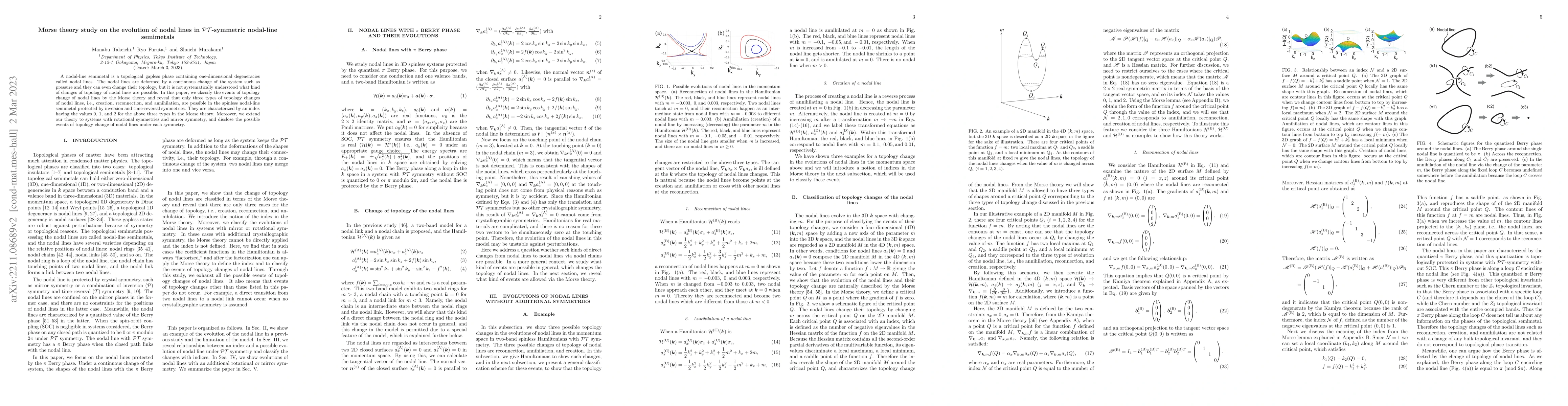 Thumbnail for Morse theory study on the evolution of nodal lines in
  $\mathcal{PT}$-symmetric nodal-line semimetals