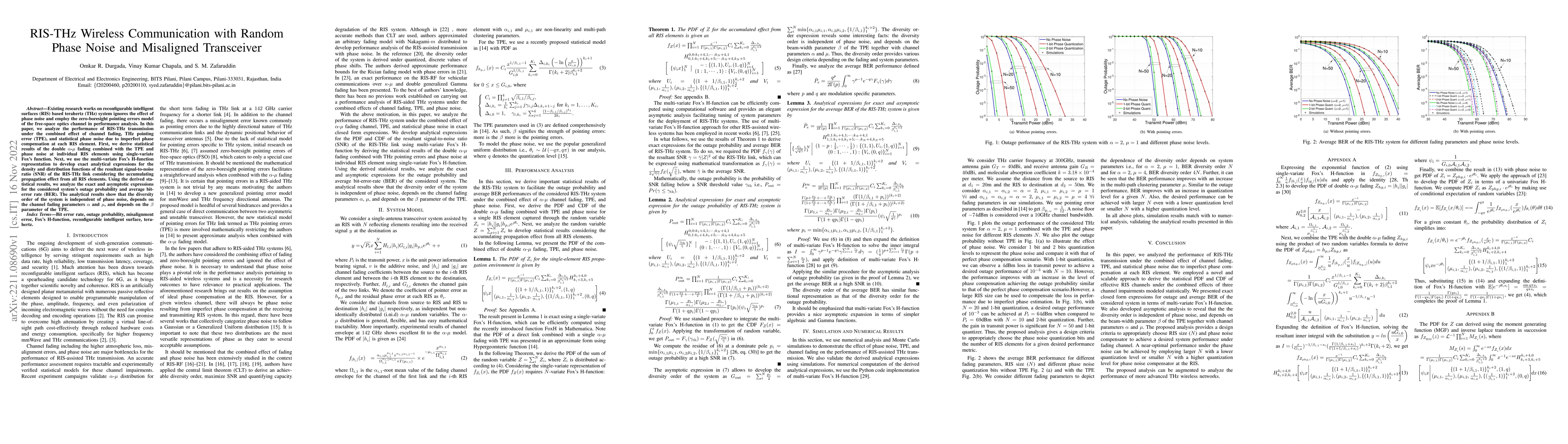 Thumbnail for RIS-THz Wireless Communication with Random Phase Noise and Misaligned
  Transceiver