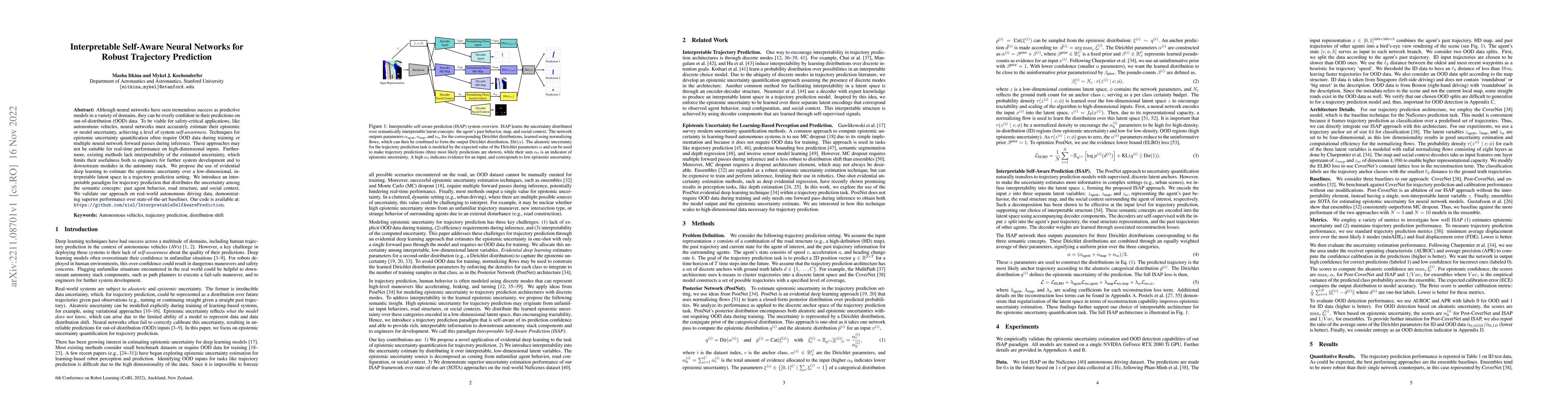 Thumbnail for Interpretable Self-Aware Neural Networks for Robust Trajectory
  Prediction