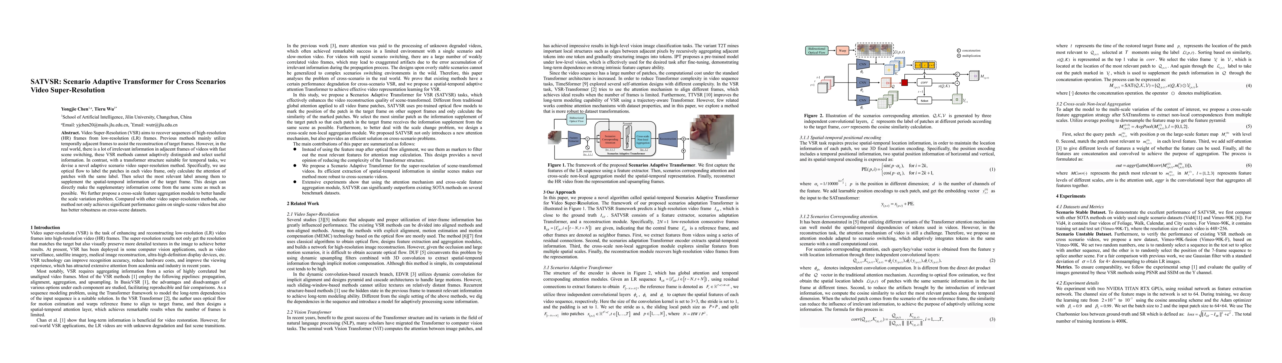 Thumbnail for SATVSR: Scenario Adaptive Transformer for Cross Scenarios Video
  Super-Resolution