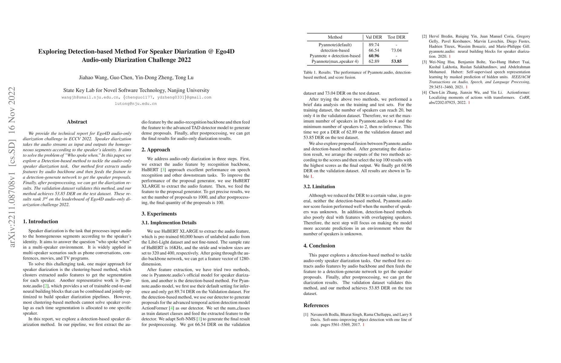 Thumbnail for Exploring Detection-based Method For Speaker Diarization @ Ego4D
  Audio-only Diarization Challenge 2022